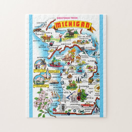 Michigan 11x14 Map Puzzle (Vertikal)