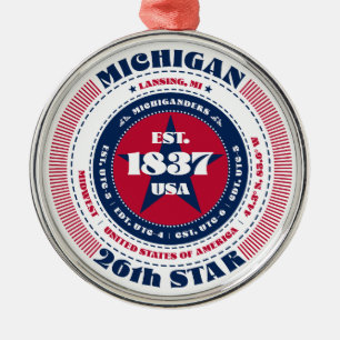 Michigan 26. Weihnachtsstaatsschmuck Ornament Aus Metall