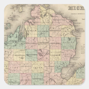 Michigan 3 quadratischer aufkleber