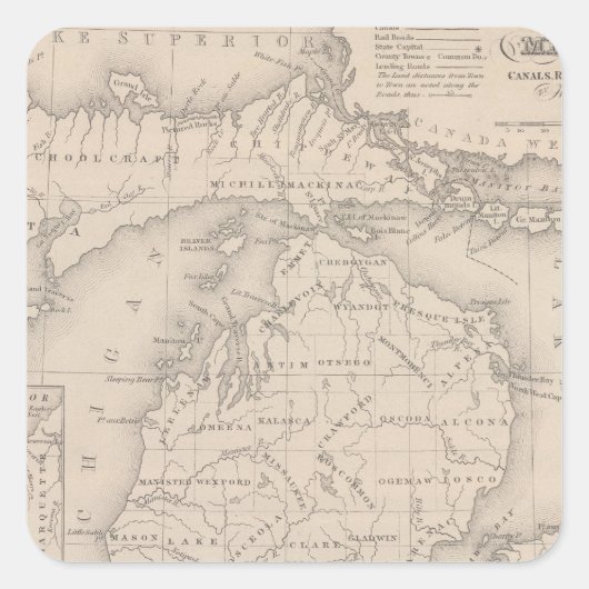 Michigan 9 quadratischer aufkleber (Vorderseite)