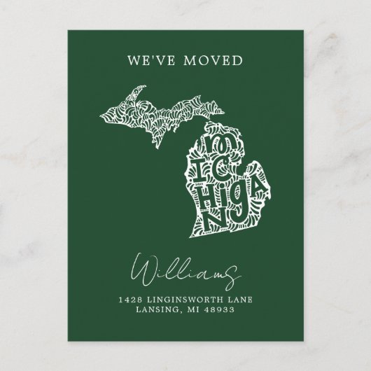 MICHIGAN | Änderung unserer Adresse Postkarte (Vorderseite)