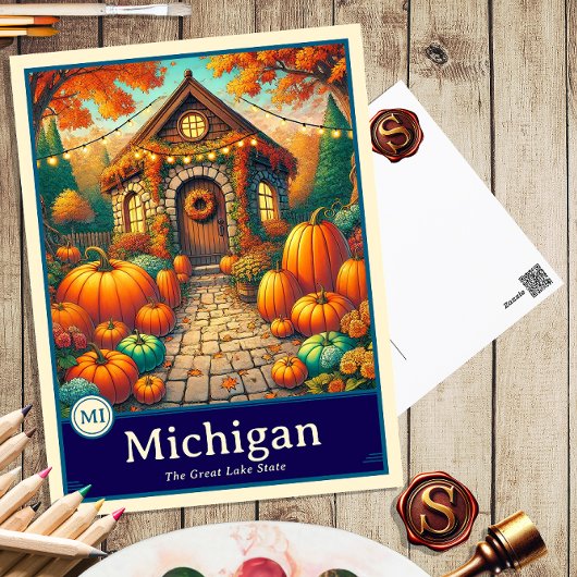 Michigan | Anime Style Cel Schattenkarte Postkarte