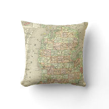 Michigan Antique Map Farbenfroher Staat Mitten