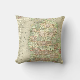 Michigan Antique Map Farbenfroher Staat Mitten Kissen