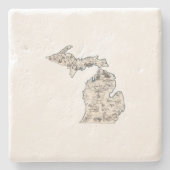 Michigan Antique Picture Map Vintager Staat Chart Steinuntersetzer (Vorderseite)