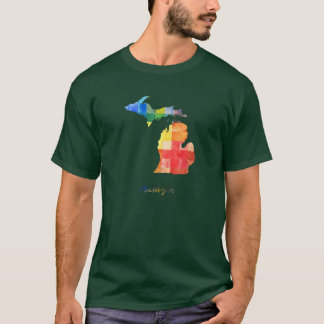 Michigan-Aquarell-Kartenmalerei T-Shirt