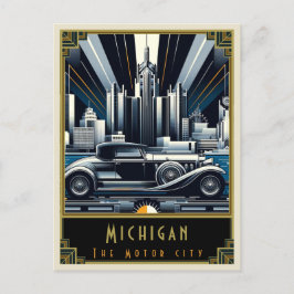 Michigan | Art Deco Postkarte