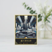 Michigan | Art Deco Postkarte (Stehend Vorderseite)