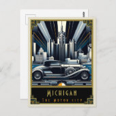 Michigan | Art Deco Postkarte (Vorne/Hinten)