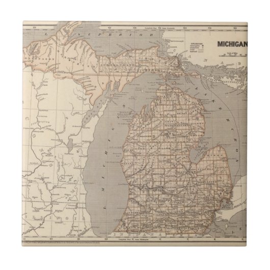 Michigan-Atlas-Karte Fliese (Vorderseite)