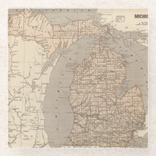 Michigan-Atlas-Karte Glasuntersetzer