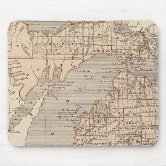 Michigan Atlas Karte Mousepad (Vorne)