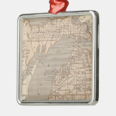 Michigan Atlas Karte Silbernes Ornament (Links)