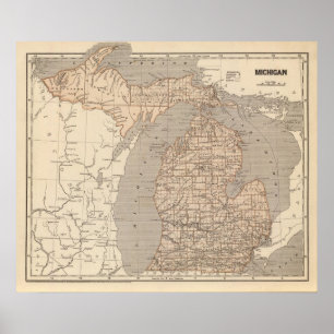 Michigan Atlas Map Poster