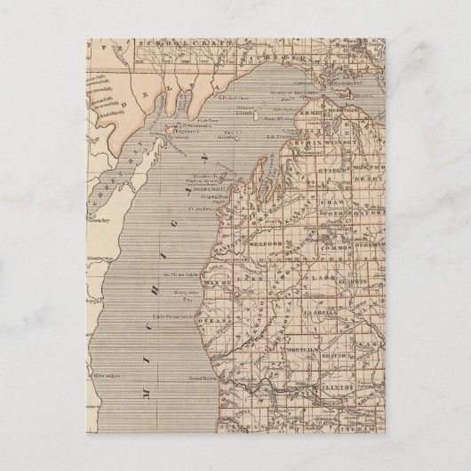 Michigan Atlas Map Postkarte (Vorderseite)