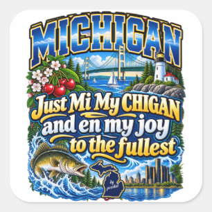 Michigan-Aufkleber Quadratischer Aufkleber