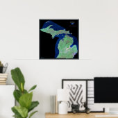 Michigan aus dem Satellitenposter Poster (Heimbüro)