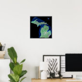 Michigan aus dem Satellitenposter Poster (Heimbüro)