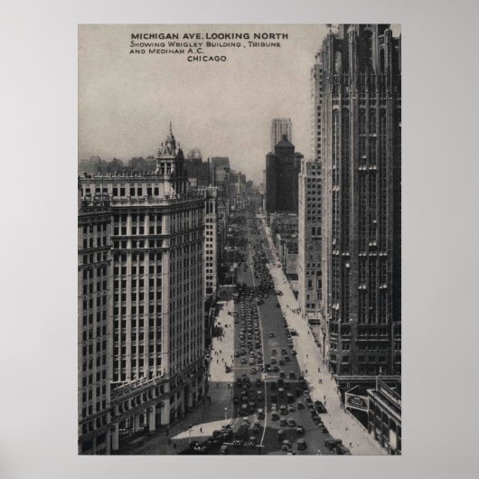 Michigan Ave, Chicago IL, Illinois Vintag Poster (Vorne)