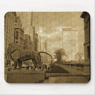 Michigan Avenue Chicago 1966 Art Museum Wallpaper Mousepad