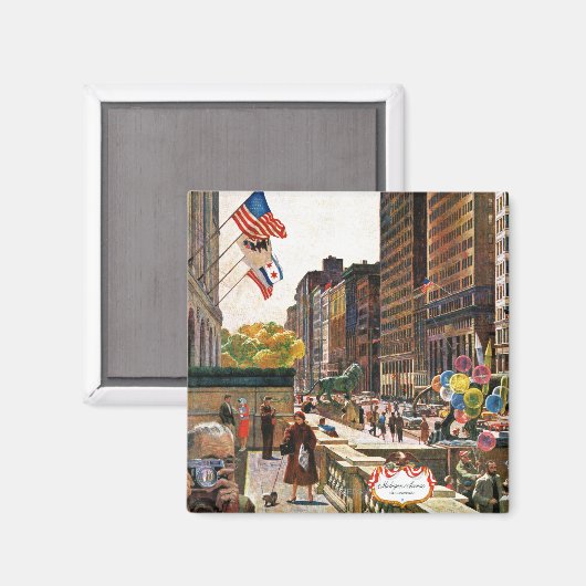 Michigan Avenue, Chicago von John Falter Magnet (Vorderseite/Rückseite)