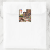 Michigan Avenue, Chicago von John Falter Quadratischer Aufkleber (Tasche)