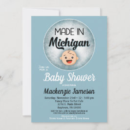 Michigan Baby Shower Funny Blue Boys Einladung