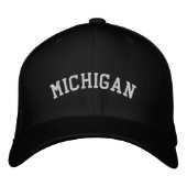 Michigan bestickte Flechtwolle Cap Black Bestickte Kappe (Vorderseite)