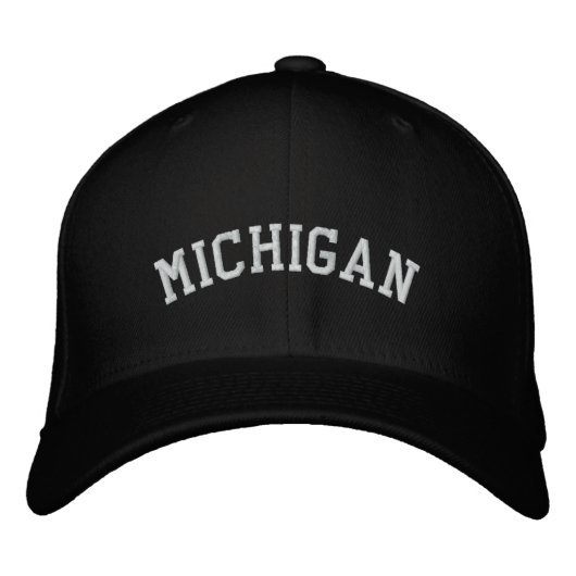 Michigan bestickte Flechtwolle Cap Black Bestickte Kappe (Vorderseite)