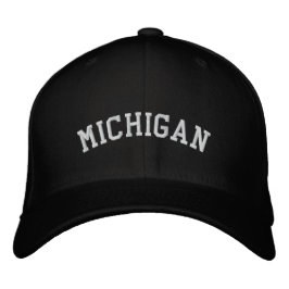 Michigan bestickte Flechtwolle Cap Black Kappe
