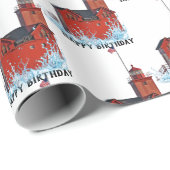 Michigan Big Red Lighthouse Geburtstag Geschenkpapier (Rolleneckpunkt)