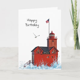 Michigan Big Red Lighthouse Geburtstag Karte