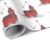 Michigan Big Red Lighthouse Geschenkpapier (Rolleneckpunkt)