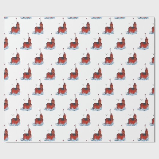 Michigan "Big Red" Lighthouse Geschenkpapier (Flach)