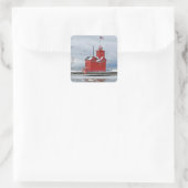 Michigan Big Red Lighthouse Winter Swans Quadratischer Aufkleber (Tasche)