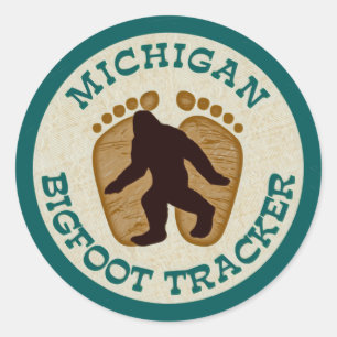 Michigan Bigfoot Tracker Runder Aufkleber