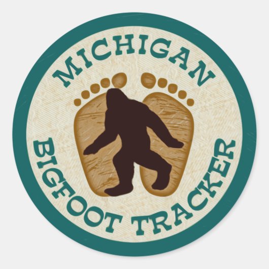 Michigan Bigfoot Tracker Runder Aufkleber (Vorderseite)