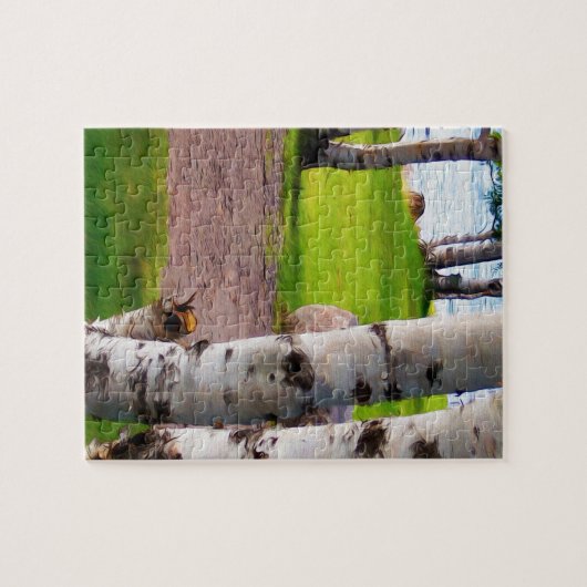 Michigan Birch Bäume am See Puzzle (Horizontal)