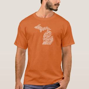 Michigan Black and White Map T-Shirt