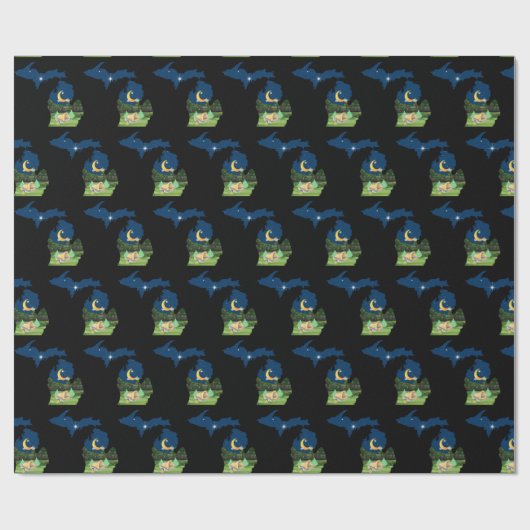Michigan Camp unter den Sternen Schwarz Geschenkpapier (Flach)