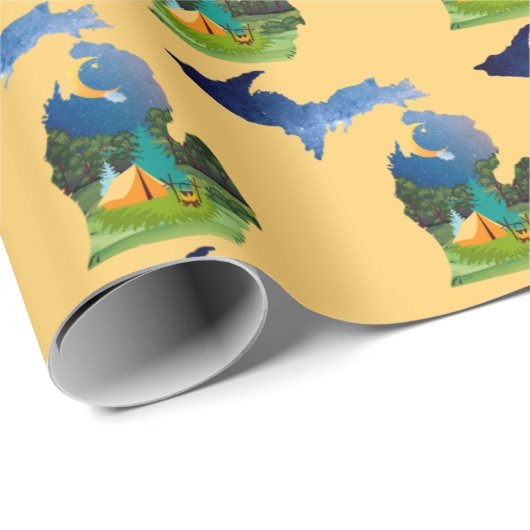 Michigan Campground Adventure Wrapping Paper Geschenkpapier (Rolleneckpunkt)