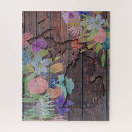 Michigan Carved Wood | Aquarellfarbene Blume Puzzle