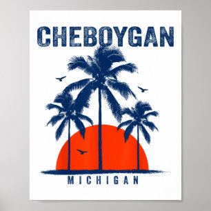 Michigan Cheboygan Ozean Surfen Surfboarding Poster
