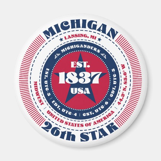 Michigan Circle Typografy Souvenir Magnet (Vorne)