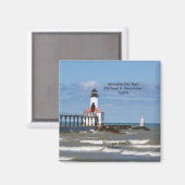 Michigan City East Pier & Bkw Lights Magnet (Vorderseite/Rückseite)