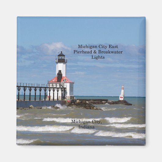Michigan City East Pier & Bkw Lights Magnet (Vorne)