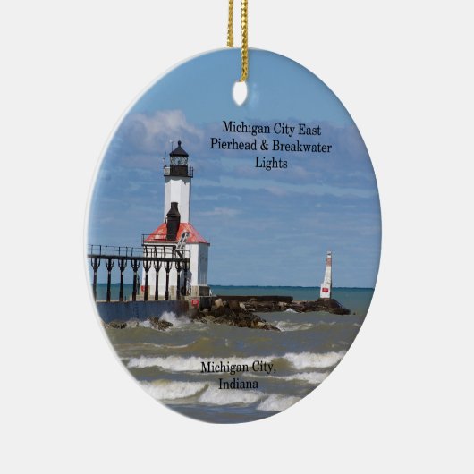 Michigan City East Pier & Bkw Lights Ornament (Rechts)