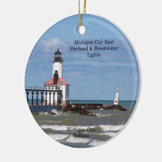 Michigan City East Pier & Bkw Lights Ornament (Links)