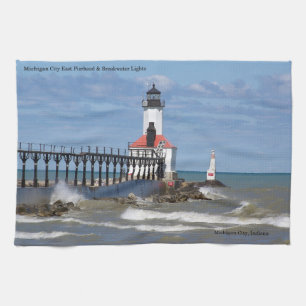 Michigan City East Pierhead & Bkw Lights Handtuch