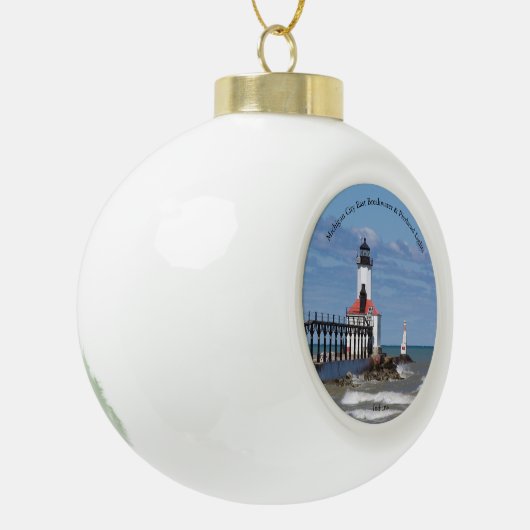 Michigan City East Pierhead & Bkw Lights Ornament (Links)